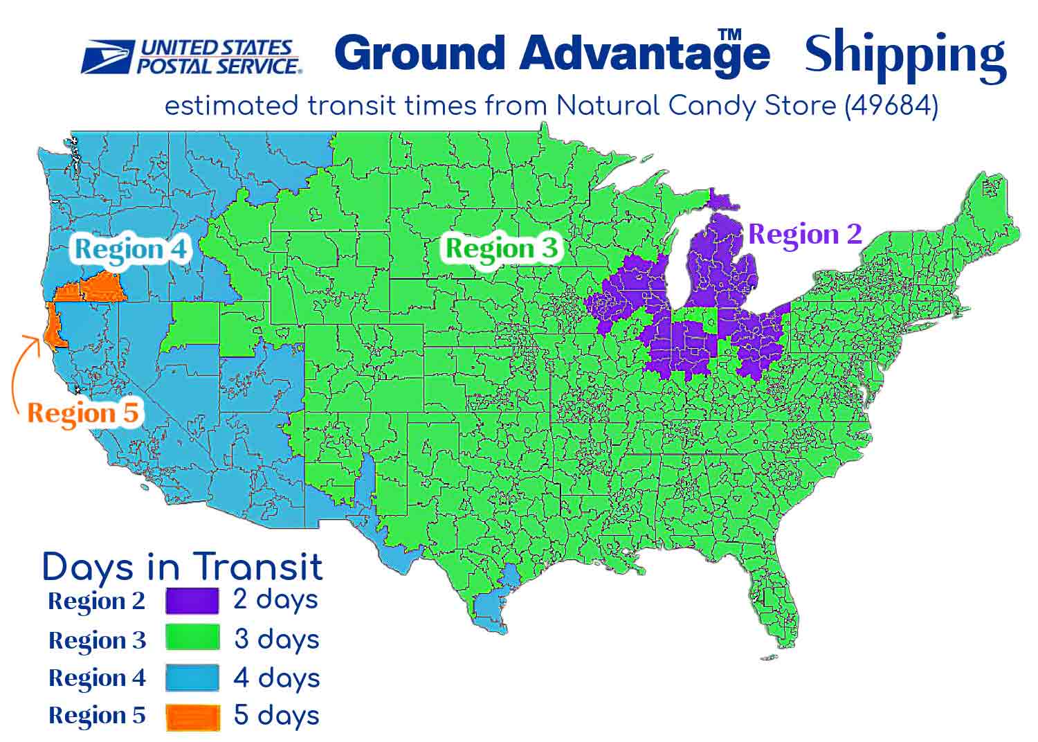 USPS Ground Advantage Map